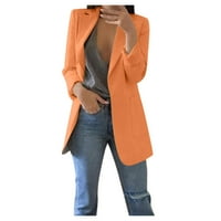 Njshnmn Office Lady Blazer Женски есен и зимна модна небрежна палто с дълъг ръкав, портокал, xxl