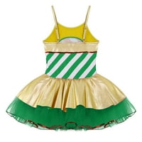 Alvivi Kids Girls Stripes Print Sequins Mesh Tutu Dress Dance Jumpsuit 4-16