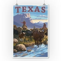 Тексас, сцена на шофиране на говеда от каубой