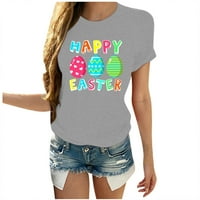 Twifer Великден женски тениски Великденски яйца щастливи великденски печат мъже и жени свободни плюс размер с къси ръкави