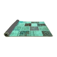 Ahgly Company Indoor Round Packwork Turquoise Blue Transitional Area Rugs, 6 'Round
