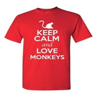 Запазете спокойствие и обичайте маймунски любител на животни за възрастни тениски