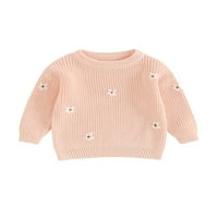 Малки момичета пуловери 1T 2T 3T 4T 5T деца момичета дълги ръкави Цветни плетат пуловери върхове ежедневно есенни дрехи дрехи за малко дете момичета