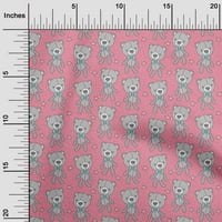 OneOone Cotton Poplin среден розов плат Star & Teddy Bear Cartoon Dress Mattery Fabric Print Fabric край двора