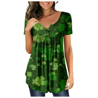 Hfyihgf st patricks ден риза жени къси ръкав ирландски шамкови графични тийнейджъри смешни принт henley тениски флорална руф блуза плюс размер