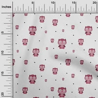 OneOone Polyester Lycra Fabric Dot & Arcunoon Owl Bird Print Sewing Fabric Bty Wide