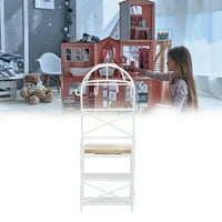Domqga Mini Doll Kitchen Rack, Dollhouse Mini Storage Rack Metal + Wood for Doll House Decoration за аксесоар за кукли