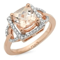 DazzlingRock Collection 18K Cushion Morganite & Round White Diamond Bridal Halo годежен пръстен, розово злато, размер 7