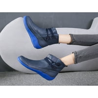Lumento дами глезени ботуши ежедневни обувки плоска кожа обувка мода ходещо удобно приплъзване на синьо 4.5