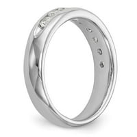 Солидна 14k бяло злато девет каменни диамантени канал сватбен пръстен лента с CZ Cubic Zirconia размер 8