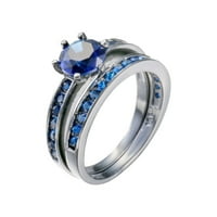 Раници за училище мода ярък пръстен кръг сини каменни бижута модни бижута ангажиран пръстен за жени синьо