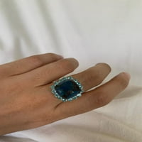 Карилон Агатен пръстен, естествен скъпоценен клъстер 11. CT стерлингов сребърен пръстен за жени, размер на пръстена: 9.5