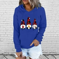 Весели празнични качулки за жени Сладки Санта гноми солидна пуловер суичър удобна туника връхни дрехи
