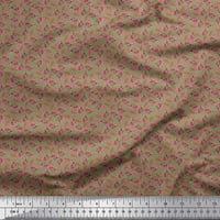 Soimoi Polyester Crepe Fabric Leaves & Periwinkle Shirting Print Fabric край двора