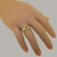 Британците направиха 10K жълто злато естествено перидот женски пръстен - Опции за размер - размер 6.5