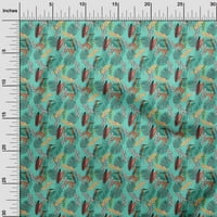OneOone Velvet Turquoise Green Fabric Tropical Leaf Dress Mattery Fabric Print Fabric край двора