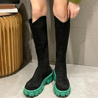 Eczipvz дамски обувки ботуши за жени жени средни телешки ботуши есен и зимна мода и удобна солидна цветна платформа дамски ловни ботуши широк теле, khaki-7.5