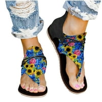 Жени лято клип-пети слънчогледови обувки цип удобни апартаменти ежедневни плажни сандали