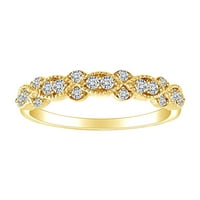 Карат кръг нарязани бял естествен диамант годишнина, подреждащ се пръстен в 10k твърд жълт златен пръстен Размер-10