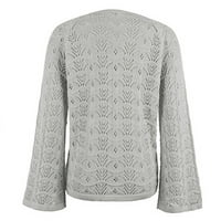Vedolay пуловер Женски ший на дълъг ръкав втатък пуловер пуловер плетен върхове, сив L