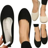 Модна пролет и лято жени ежедневни обувки солиден цвят плосък долен кръг пръст Лек летящ тъкана мрежа дишащ прост стил черно