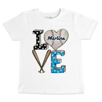 Детска мъничка бяла тениска на бейзбола на Маями Марлинс