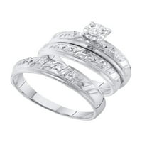 Jewels 10kt White Gold Hy & Her Cround Diamond Politaire Съвпадащ булчински сватбен пръстен лента CTTW