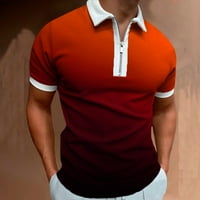 Мъжки ризи Просверие, мъжки 3D отпечатана ревера с половин цип пуловер тениска с къс ръкав с къс ръкав