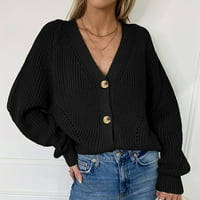 Жилетка за жени летен дантелен жилетка пуловер черен XL