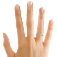 За вас 0. Карат бял естествен диамант в 14k жълто злато, покрито с хало за годежен пръстен за жени, размер на пръстена-6.5