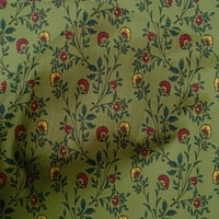 OneOone Organic Cotton Voile Leads Leaves & Floral Block Print Fabric Bty Wide