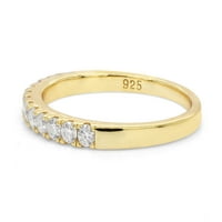 Ct. T.W Round Cut Lab създаде G-H Color Moissanite Diamond Half Eternity Wedding Band Ring в 14K жълто злато над стерлингово сребро размер-8.5