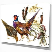 Art DesignArt Bird Pheasant Watercolor Illustration селска къща от печат на животни на увито платно - бяло в. Широко инча високо