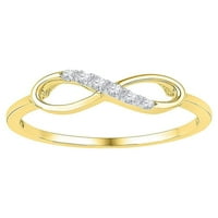 10kt жълто злато дамски кръгъл диамантен безкраен пръстен cttw