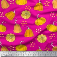 Soimoi розов памук Poplin Pumpkin Pumpkin Vegerething Print Fabric от двор