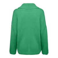Пуловери за жени модерни жени модни ежедневни твърди комфортни комфортни дълги ръкави Трутлини пуловер Разчистват зелено