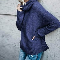 Пълна дължина надолу палта за жени дамски моден солиден пуловер с дълъг ръкав свободен пуловер за плетене на костенурка