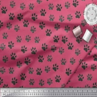 Soimoi розов памучен памучен фланелка Fabric Lion Stencil Foot Animal Print Fabric до двора