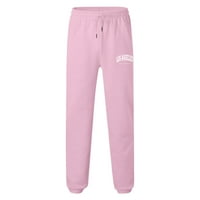 PEDORT мъже дълги ежедневни спортни панталони ленени панталони Леки еластични панталони за талия розово, m