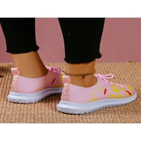 Lumento дамски ежедневни обувки дантела апартаменти плетени горни маратонки дишащи чорапи Маратонки тренировка Лека мрежа за ходене на мрежата розово 8