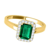 Mauli Jewels пръстени за жени 0. Карат изумруден форма Изумруден и диамантен пръстен Prong 10K Жълто злато