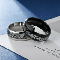 Прилични мъже пръстен лъскав прост бижута аксесоар дракон светещ пръстен за запознанства, черно и синьо