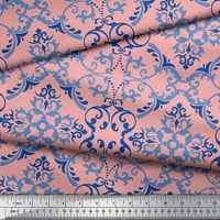Soimoi Pink Viscose Chiffon Fabric Vector Design Damask Fabric Отпечатъци от двор