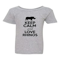 Запазете спокойствие и любов Rhinos Rhinoceros Lover Animal Funny Thyddler Kids Тениска