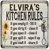 Кухненски правила на Елвира Шичен знак Винтидж декор Метален знак 108120032463