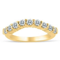 1 2ctw сватбена лента Chevron Diamond в 10k жълто злато