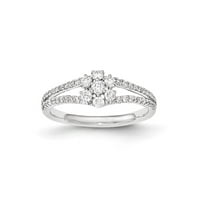 14k бяло злато Real Diamond Flower Ring