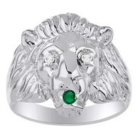 Мъжки пръстени стерлинги сребро невероятен разговор стартер истински диамант и великолепен скъпоценен рубин, сапфир или изумруден лъвски пръстени пръстени за мъже Мъжки пръстени Сребърни пръстени Мъже бижута