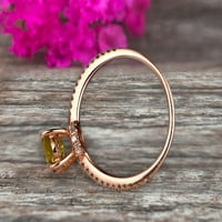 Винтидж изглеждащ шампанско диамант мойсанит годежен пръстен на 10K роза злато 1. Карат 8x овален разрез Gemstone Custom Made Fine Jewelry Art Deco Anniversary Ring Bridal Ring