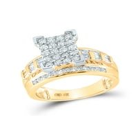 Jewels 10kt жълто злато дамски кръг диамантен пепеляшка клъстер булчински сватбен годежен пръстен 1. CTTW